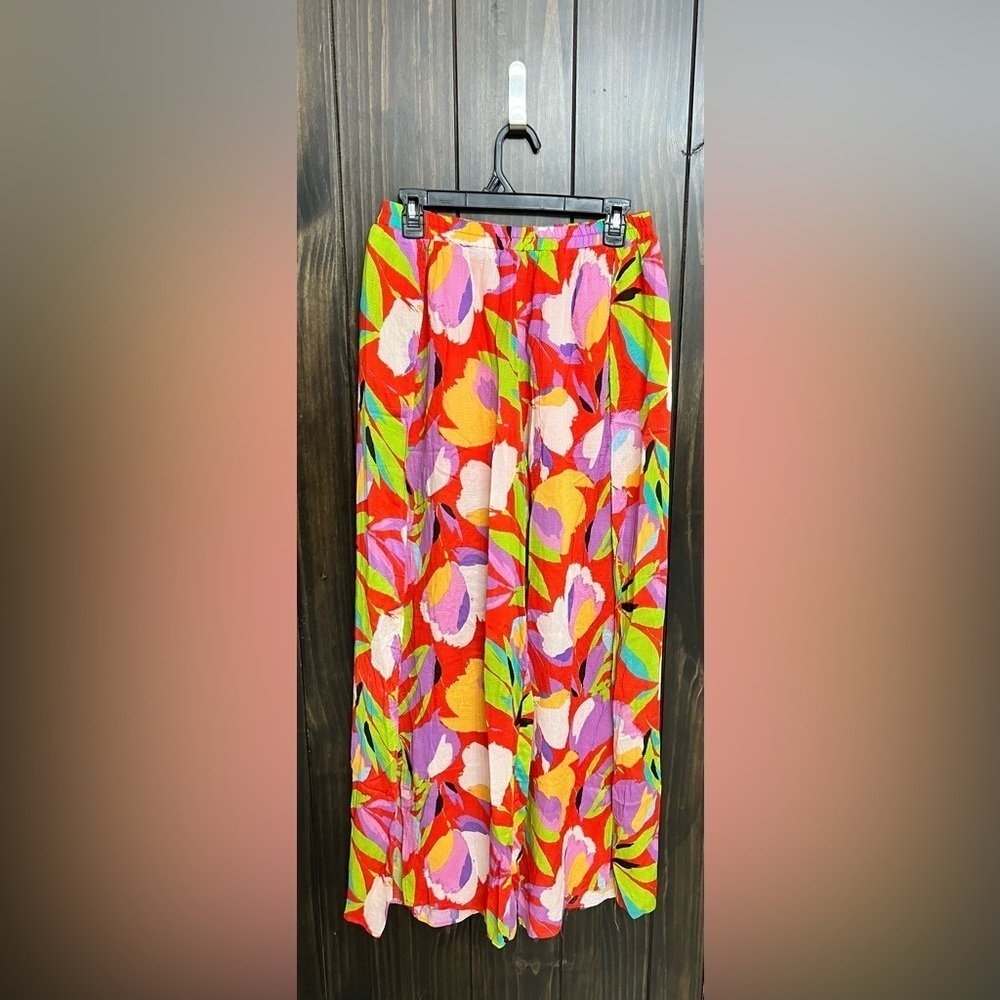 Lulu's Tropical Print, Flyaway Wide-Leg, BoHo Pants-Size: M - Picture 7 of 10